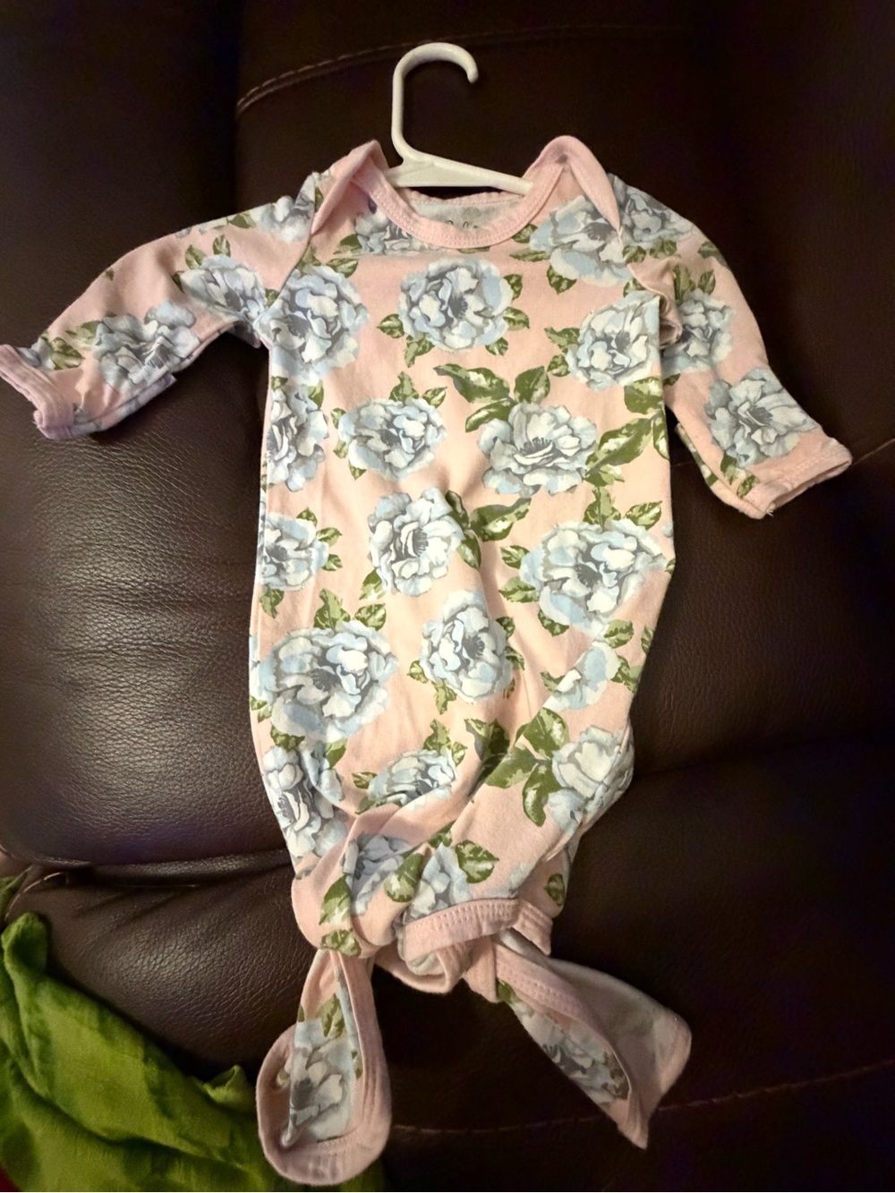 Baby Essentials Pink Floral Knotted Sleep Gown with Blue Flowers